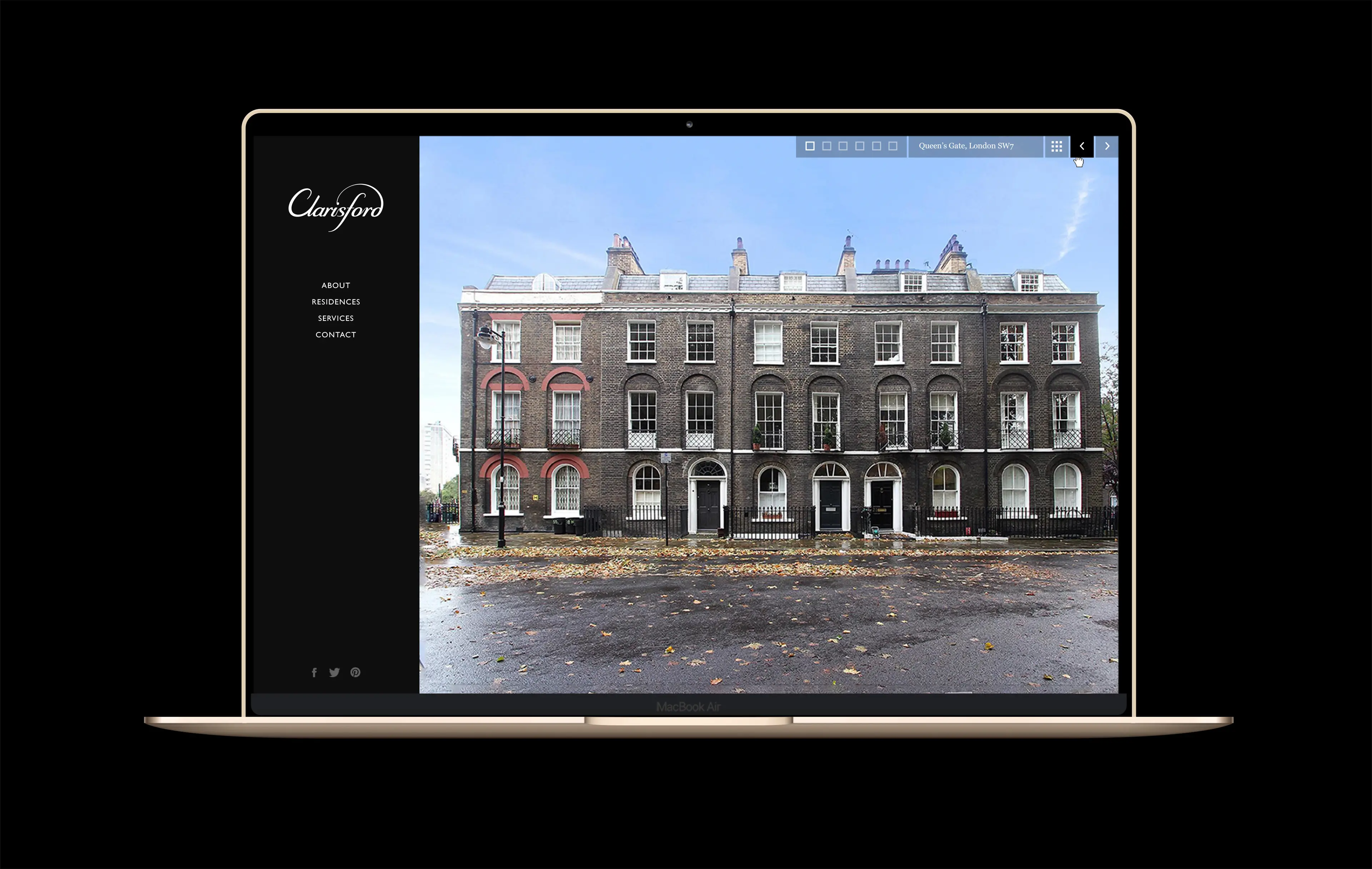 Clarisford website on a laptop
