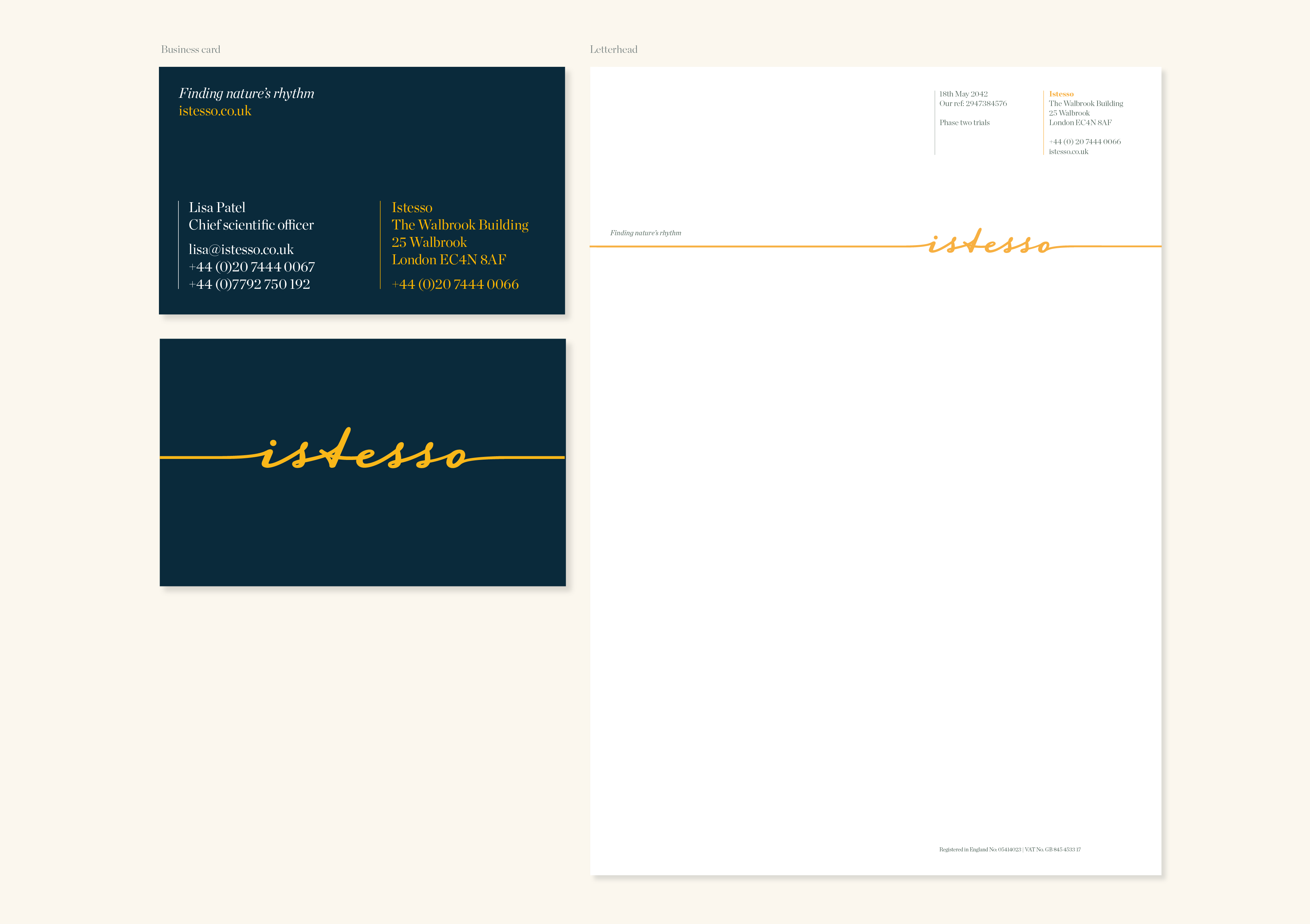 Istesso business card and Letterhead
