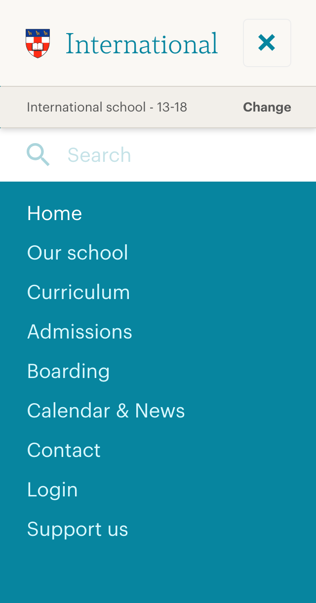 Mill Hill Schools - Mill Hill International's mobile navigation