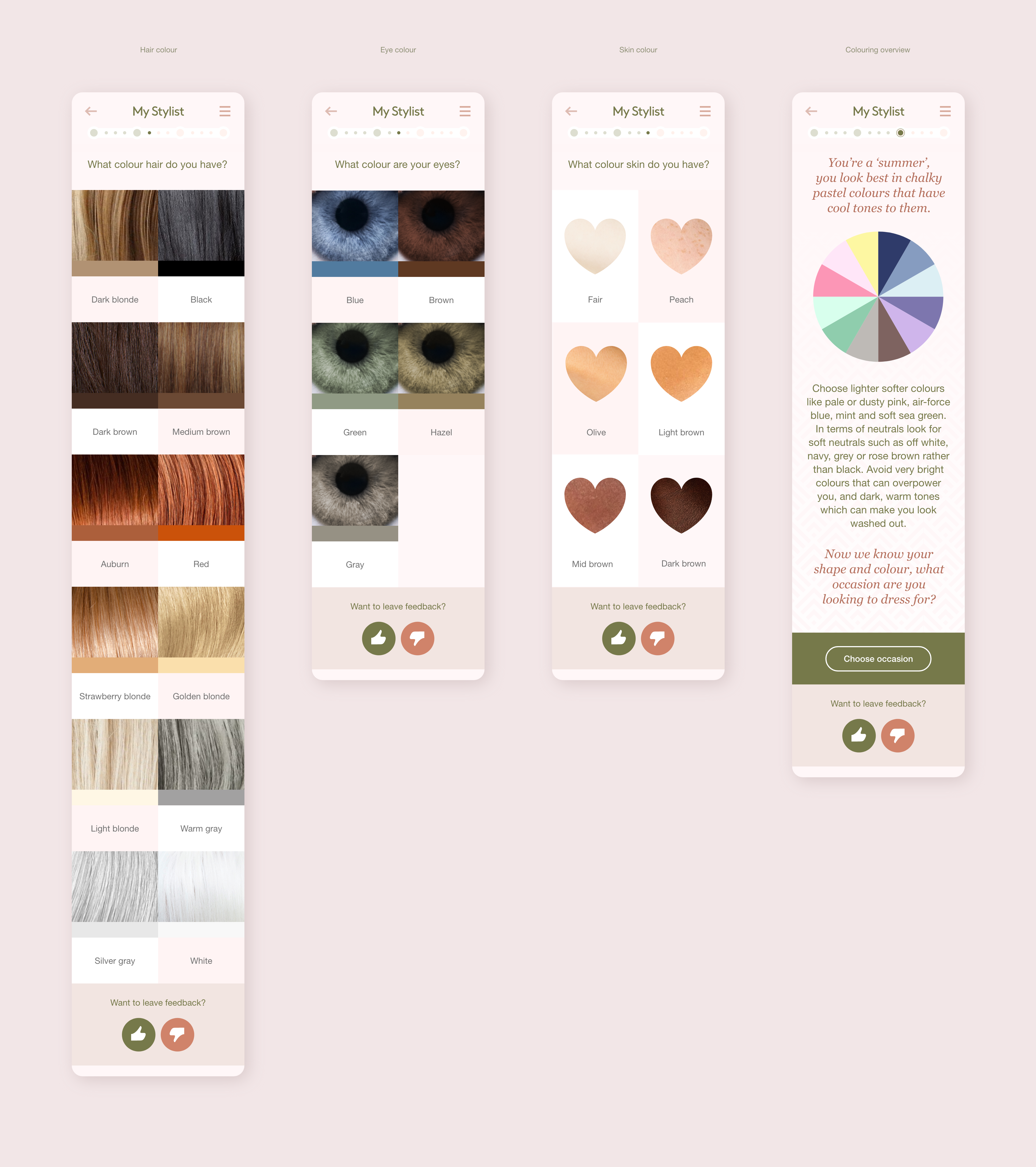 Colouring sections on mobile web app