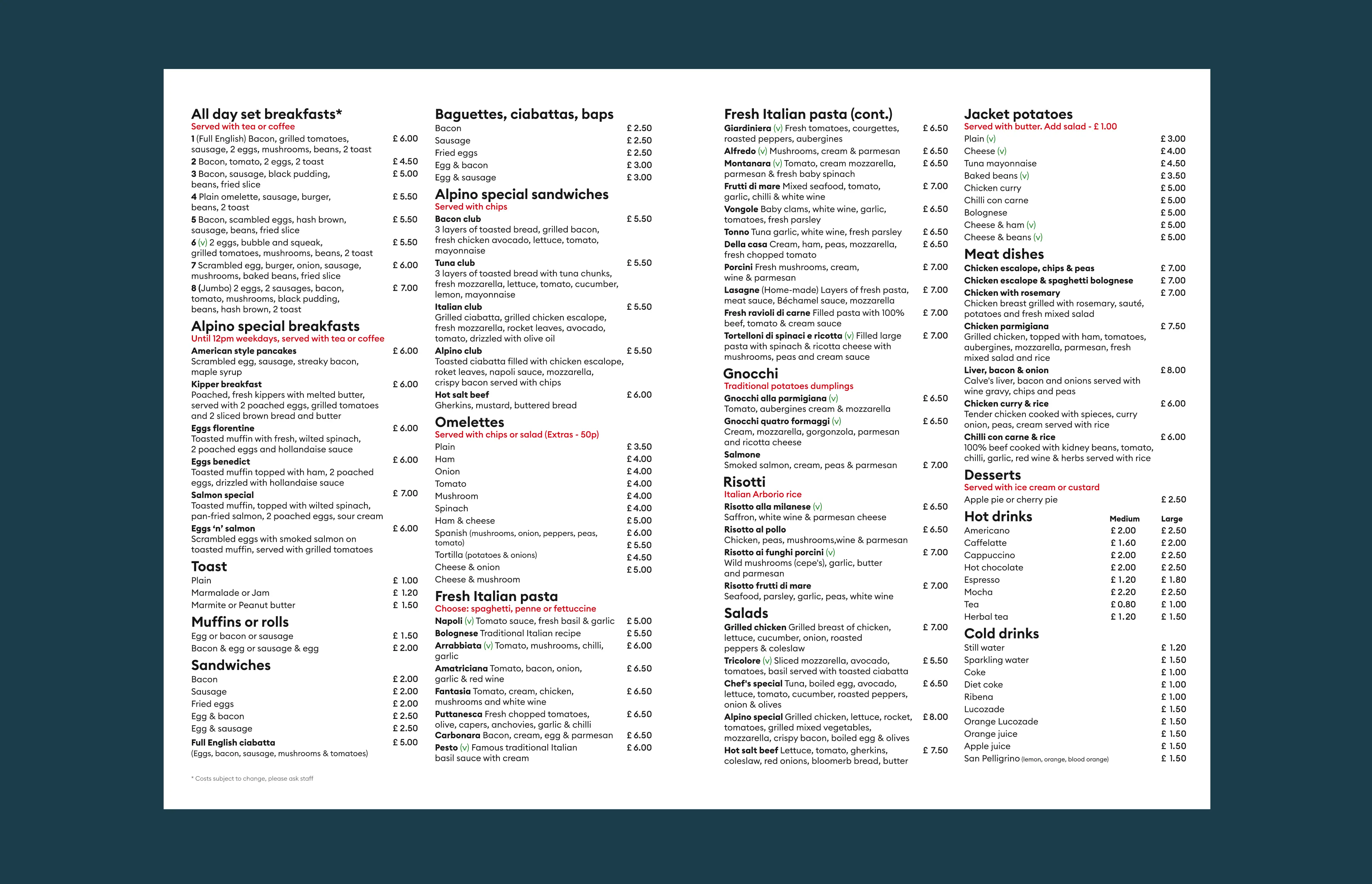 Alpinos cafe - Menu design