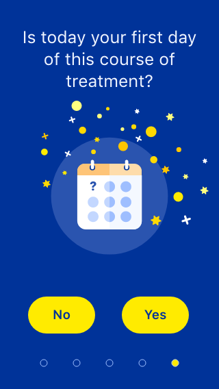 App screenshot - check if today is the first day of treatment