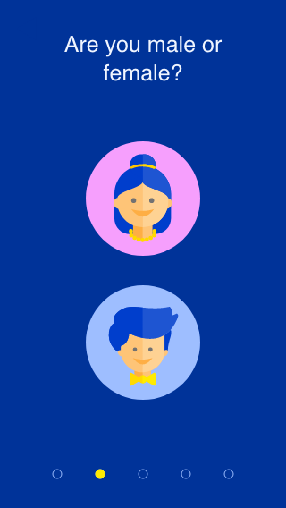 App screenshot - choose your gender
