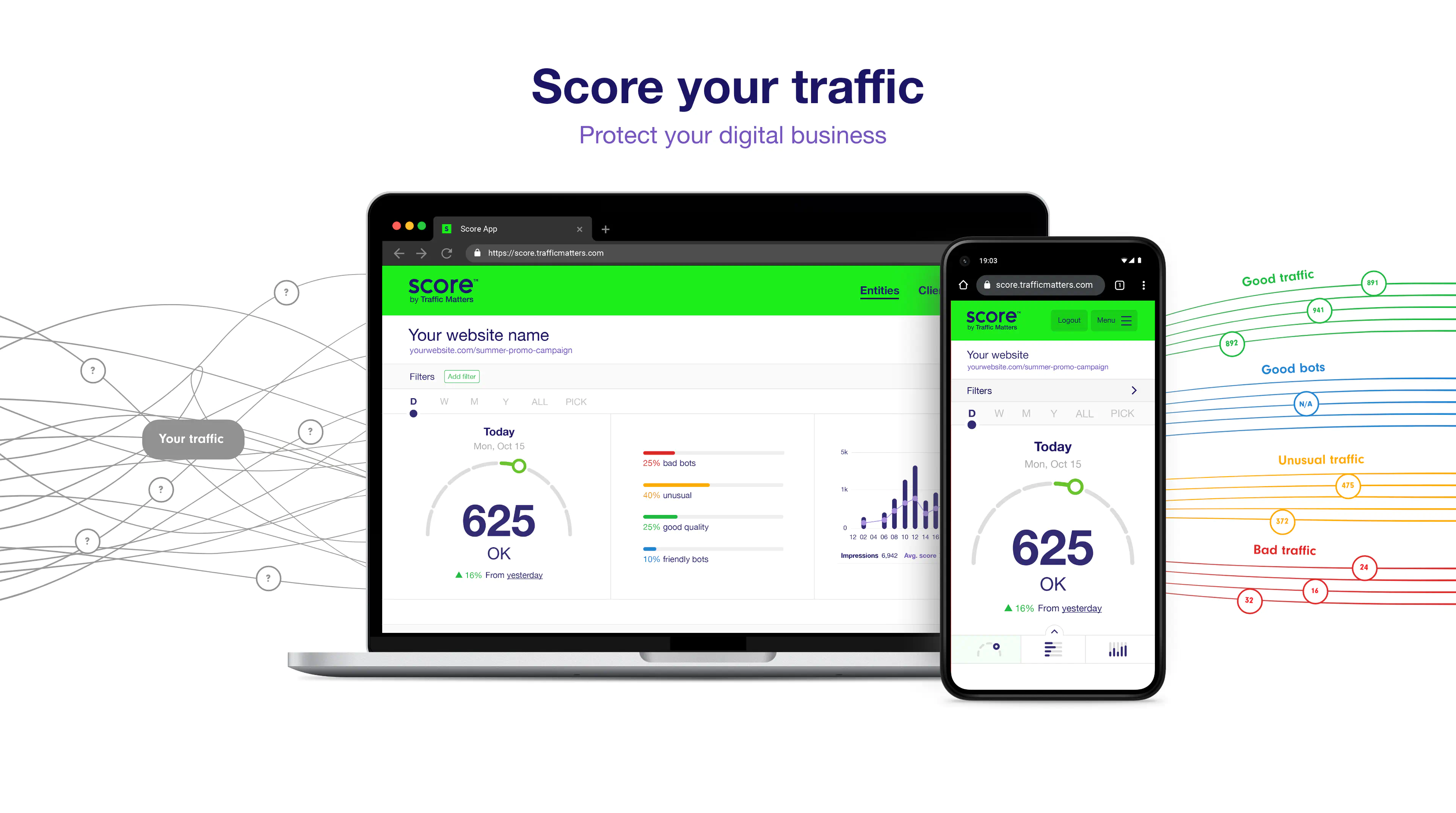 Score application user interface artwork combined with Internet traffic lines