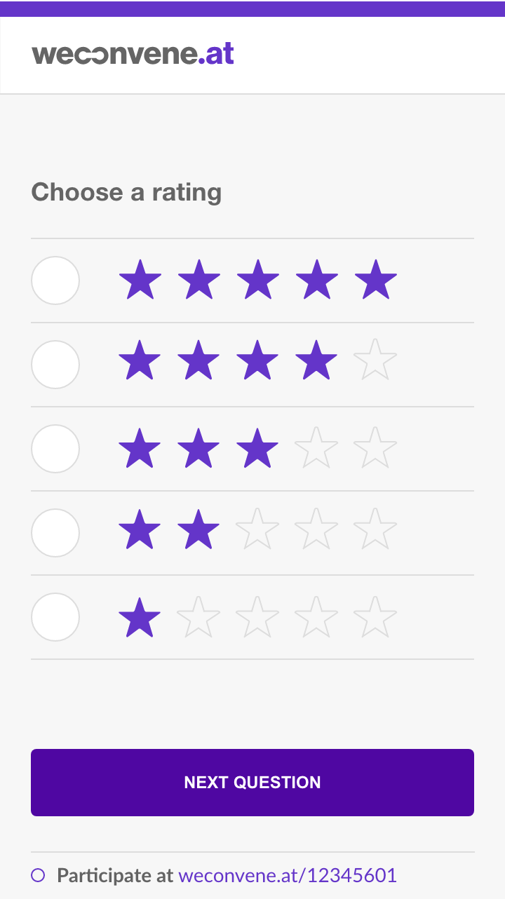 Example of user interface on question three