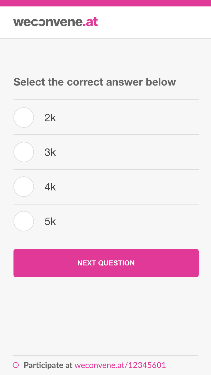 Example of user interface on question four