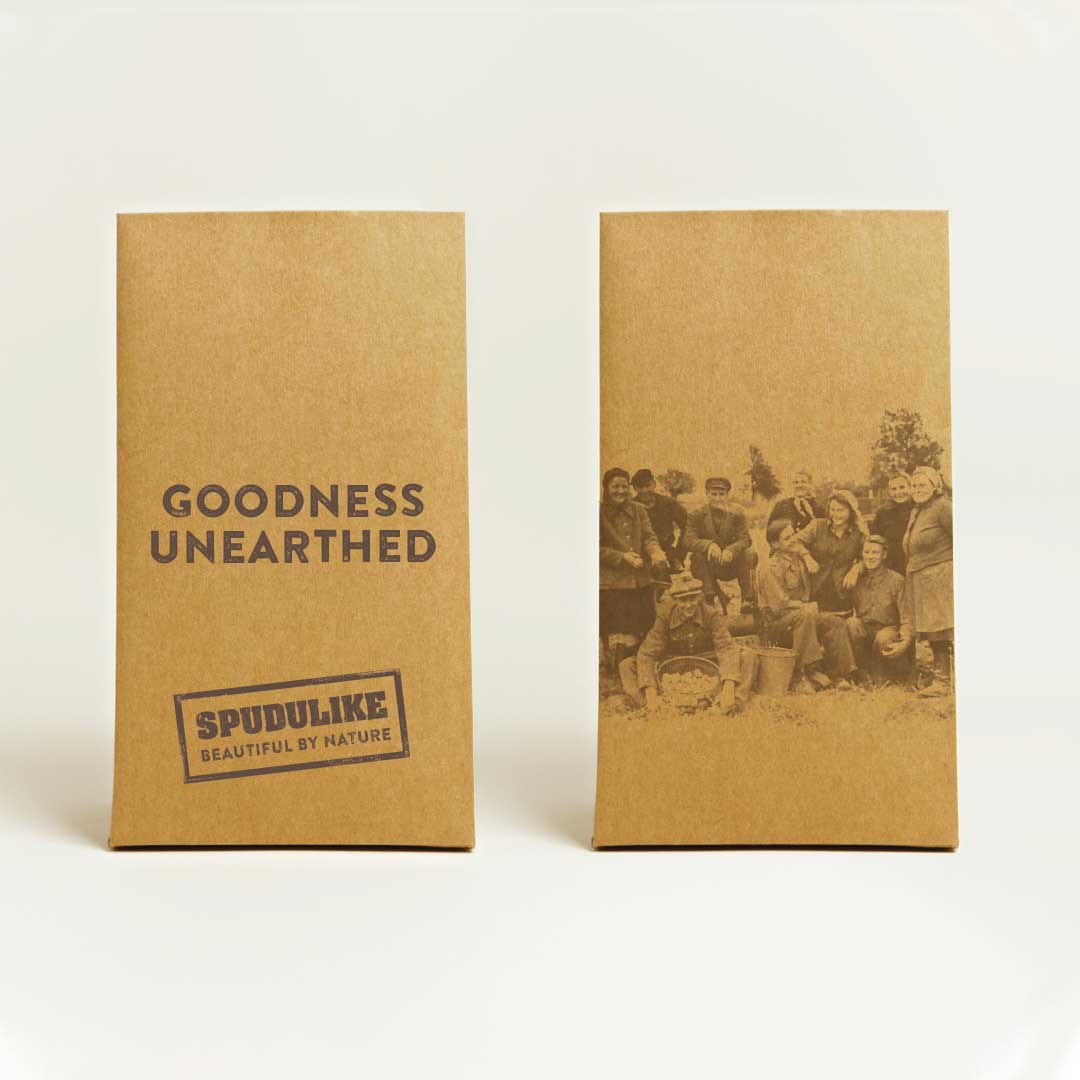 Spudulike branding and logo on bags
